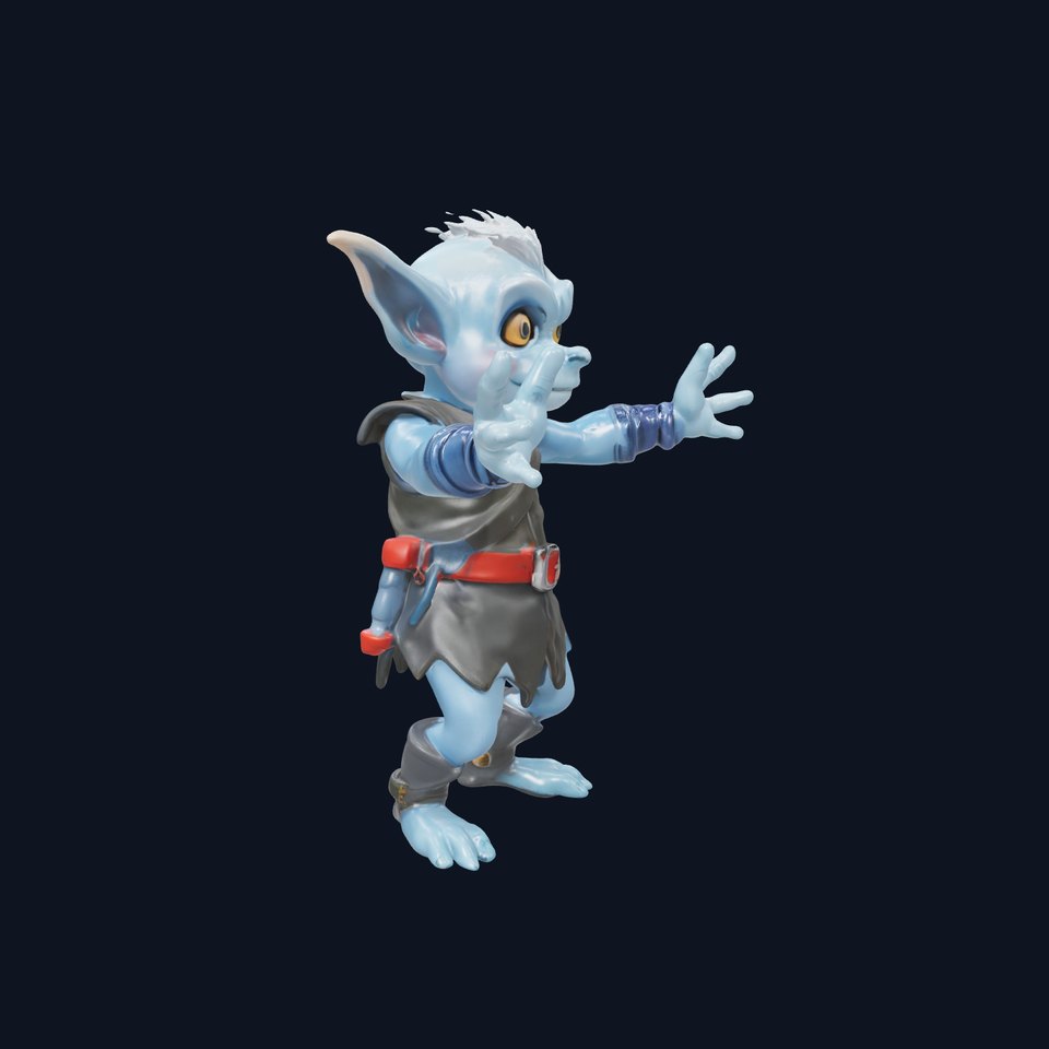 Blue Goblin Rigged and Animated Character Model
